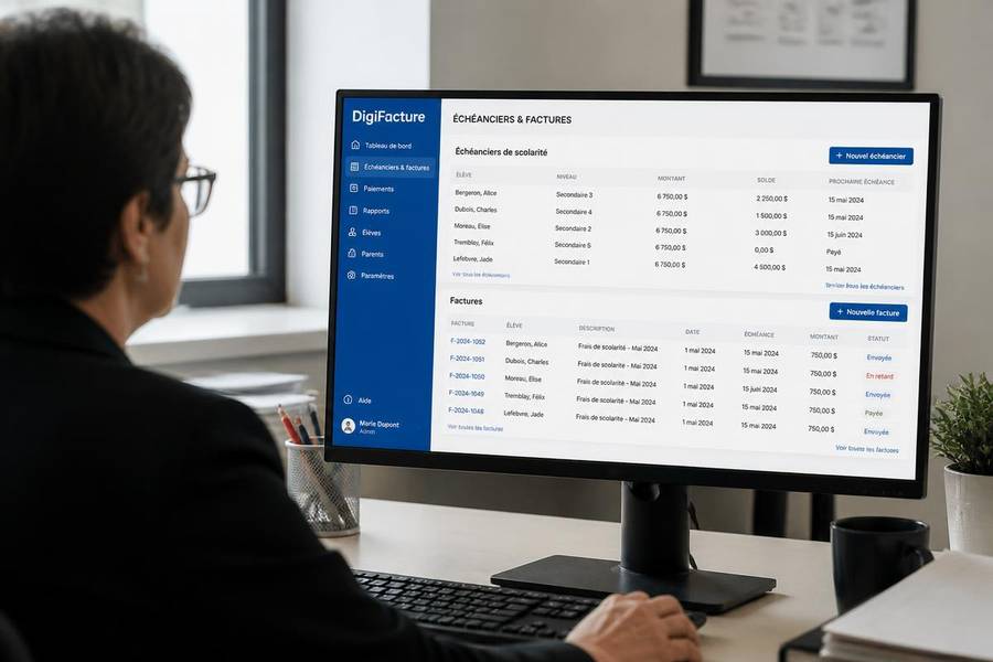 Écoles & établissements privés — logiciel DigiFacture utilisé sur le terrain